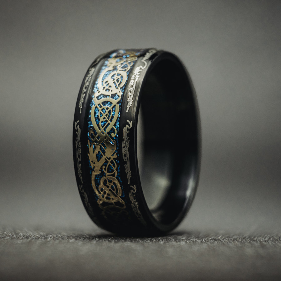 Dragon Ring - Blue/Gold & Black – Silk & Cotton