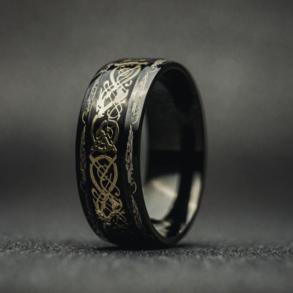 Dragon Ring - Gold/Gold & Black