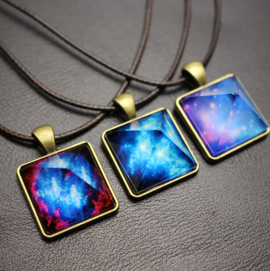 Glowing pyramid crystal necklace online