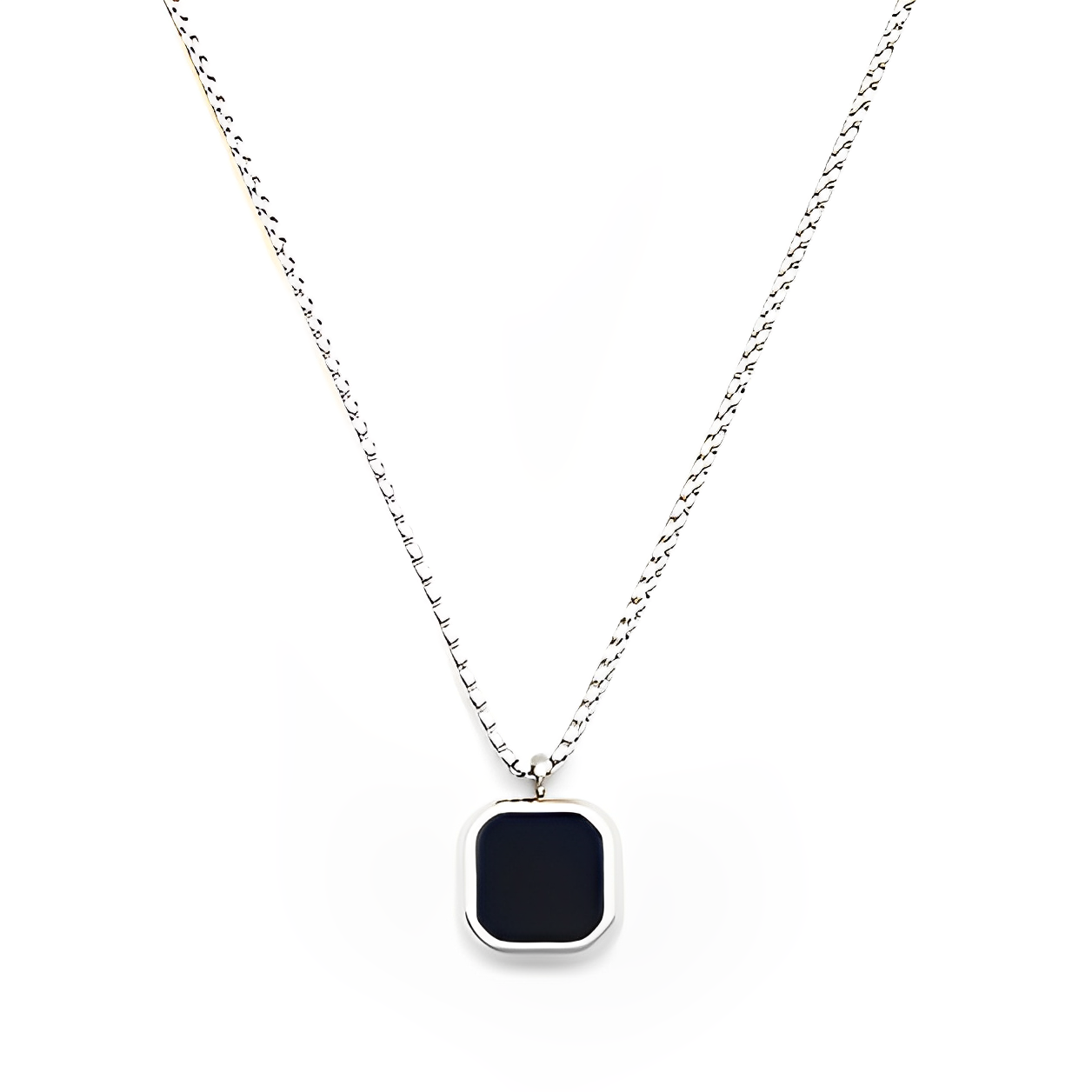 【BLACKPURPLE】[silver925] Square Bianco Pendant Square Purple Black and White Striped Jasper Stone Pendant