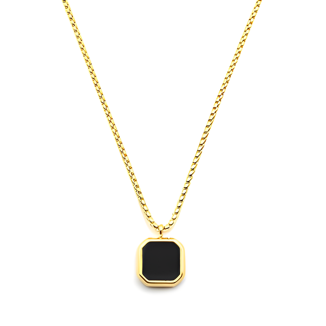 Square Necklace - Gold & Black – Silk & Cotton