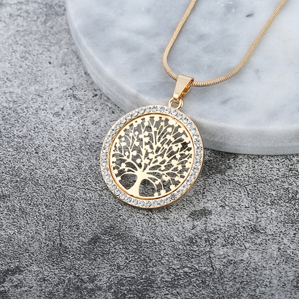 Tree of Life Crystal Necklace - Silk & Cotton