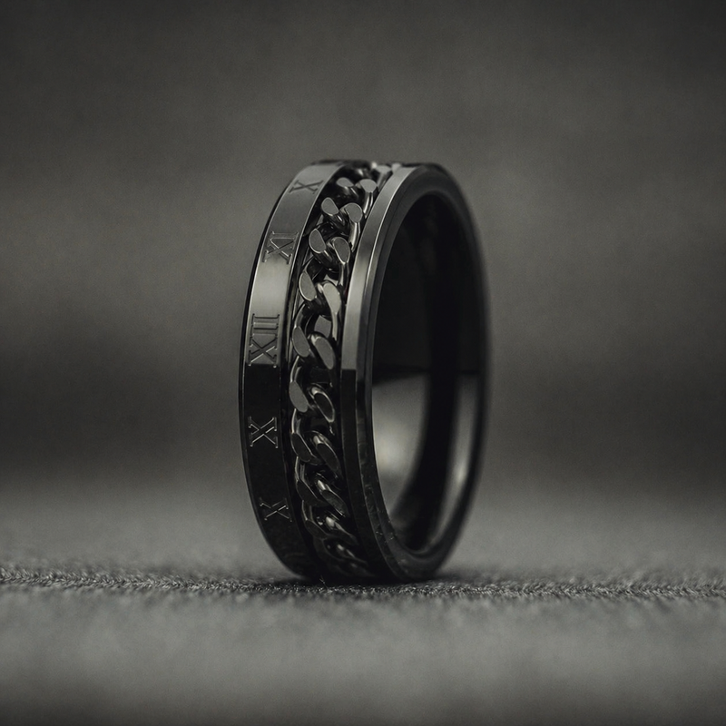 Chain Ring - Roman Black – Silk & Cotton