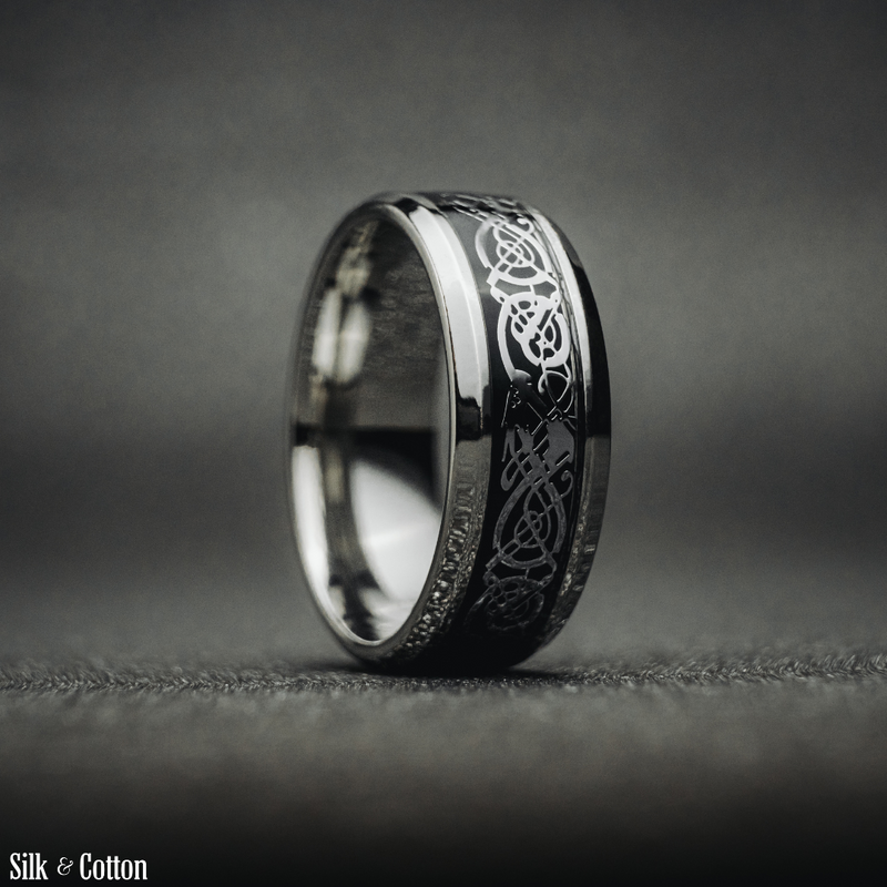 Silver Plated Dragon Design Ring for Men