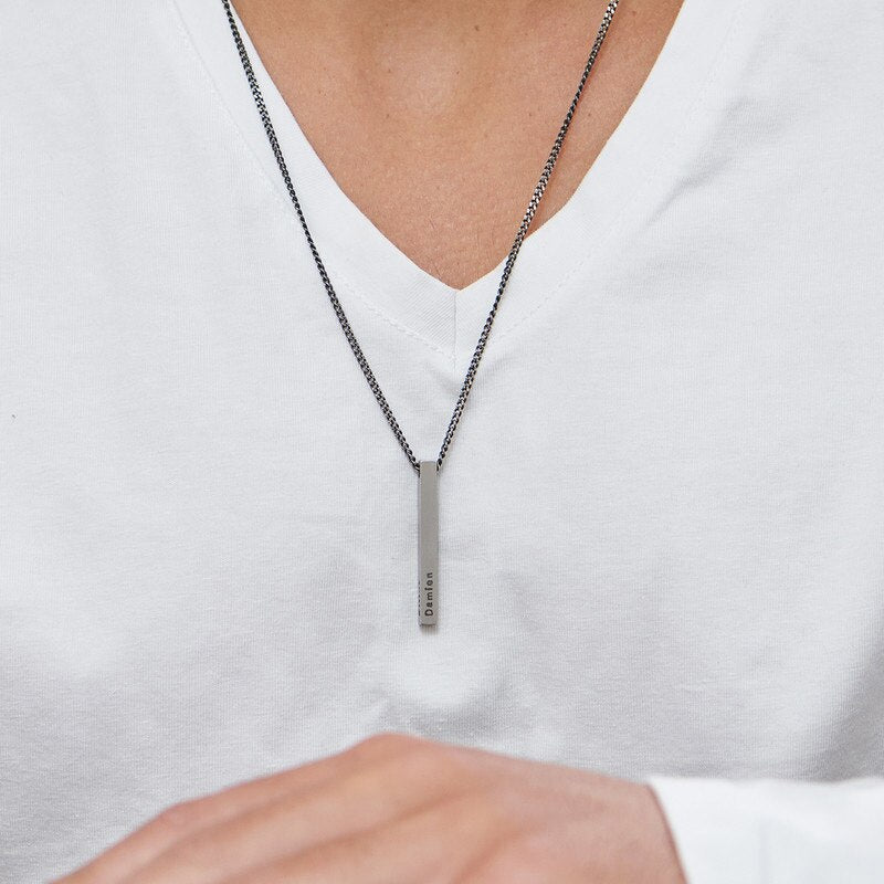Custom Engraved Block Necklace