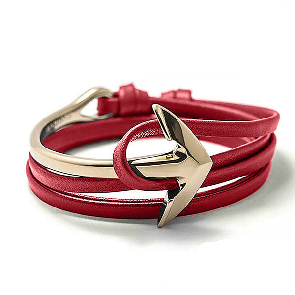 Anchor Bracelet - Dark Red