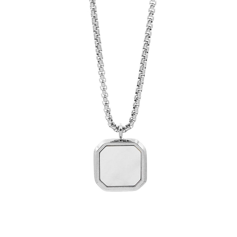 Square Necklace - Silver & White