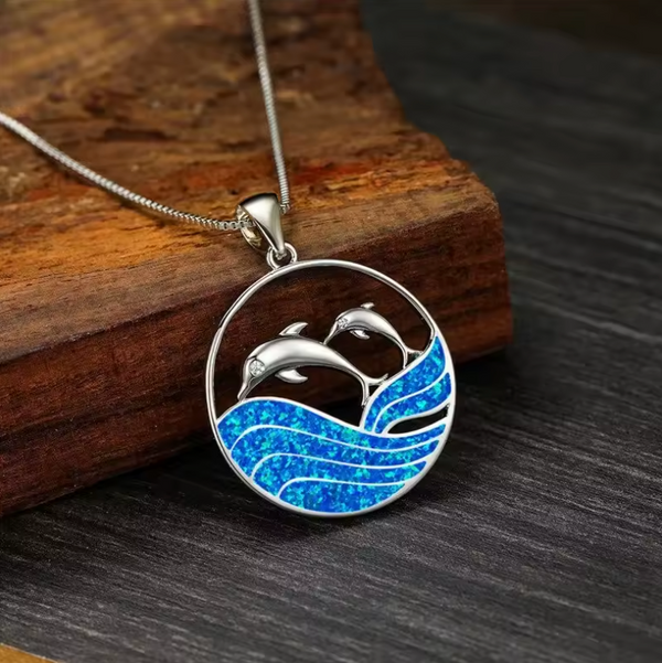 Ocean Opal Necklace - Dolphins