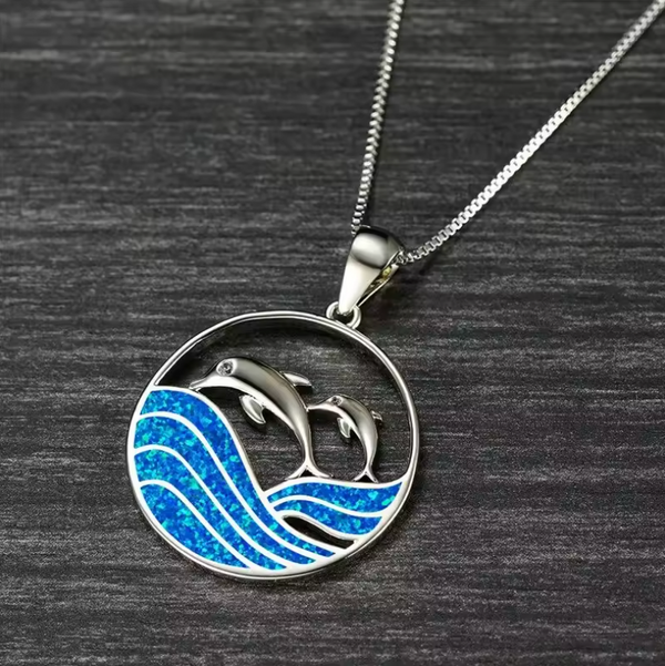 Ocean Opal Necklace - Dolphins