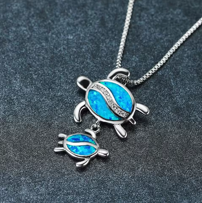 Ocean Opal Necklace - Turtle Family