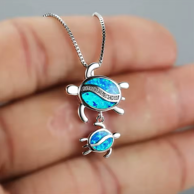 Ocean Opal Necklace - Turtle Family