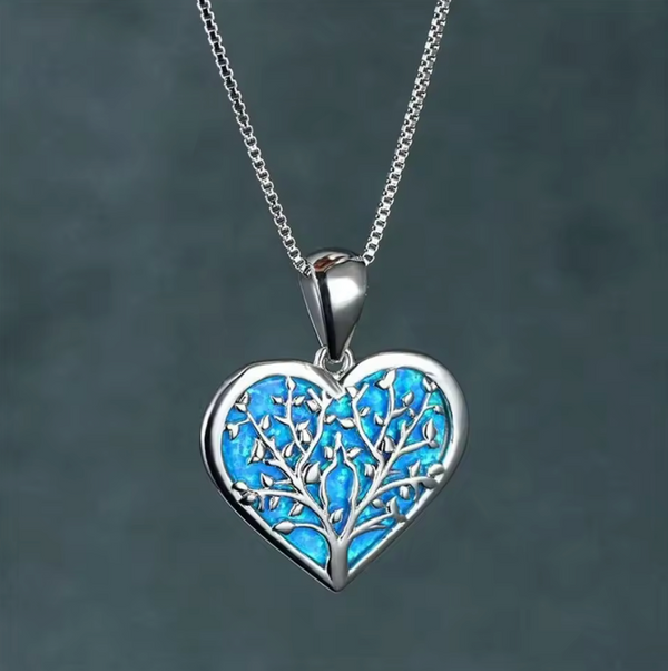 Ocean Opal Necklace - Tree of Life Heart