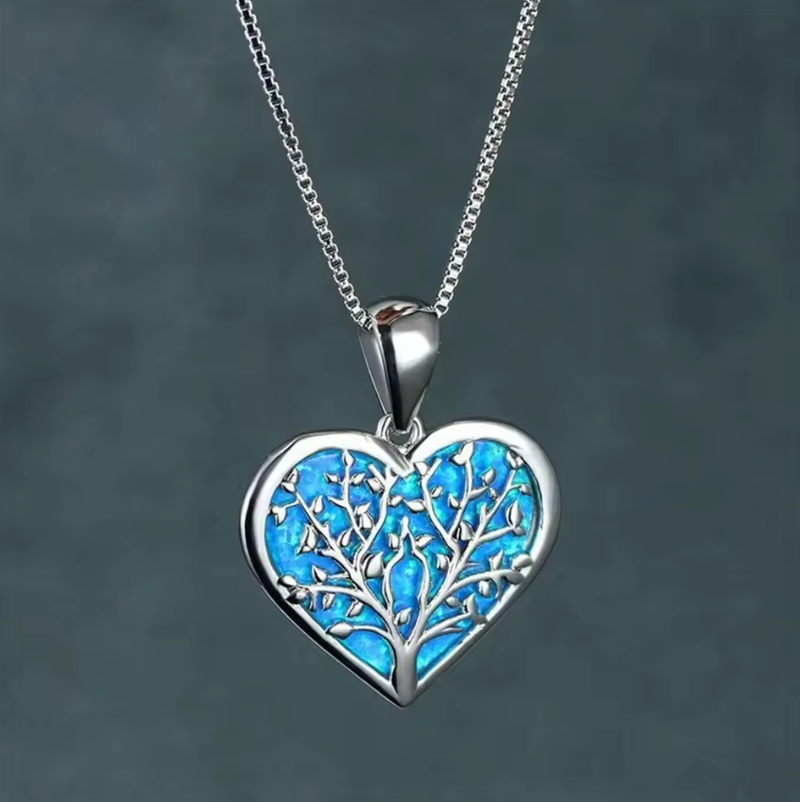 Ocean Opal Necklace - Tree of Life Heart