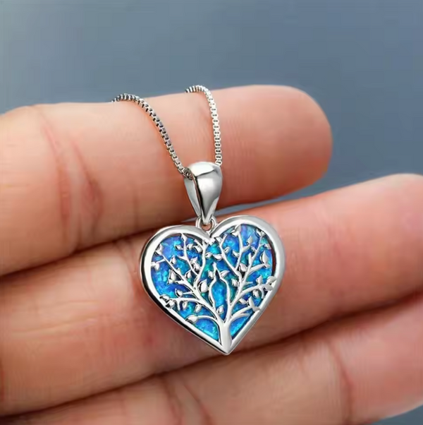 Ocean Opal Necklace - Tree of Life Heart