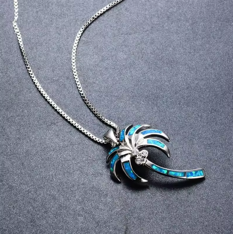 Ocean Opal Necklace - Palm Tree