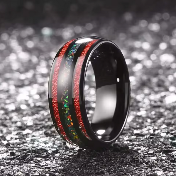 Meteorite Ring - Black & Red