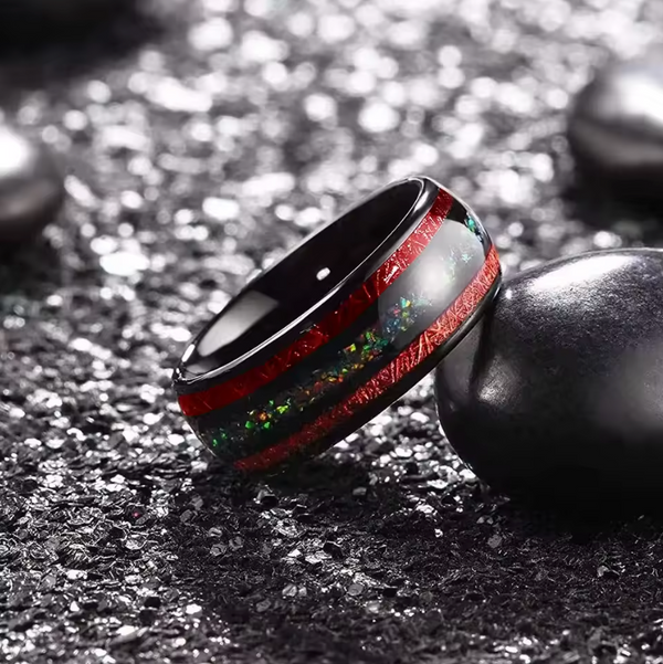 Meteorite Ring - Black & Red