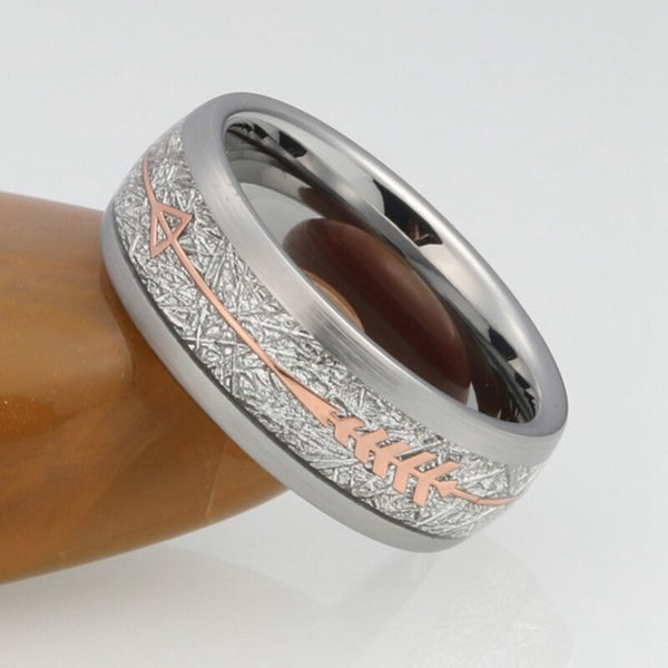 Meteorite Ring - Silver & Rose Gold