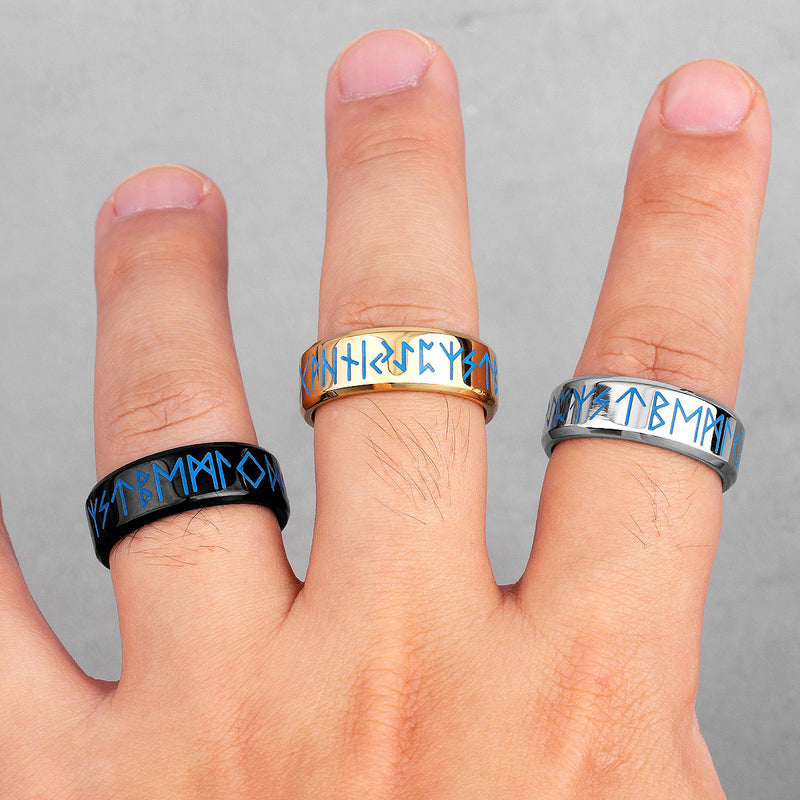 Blue Rune Ring Luminous Rune Rings – Silk & Cotton