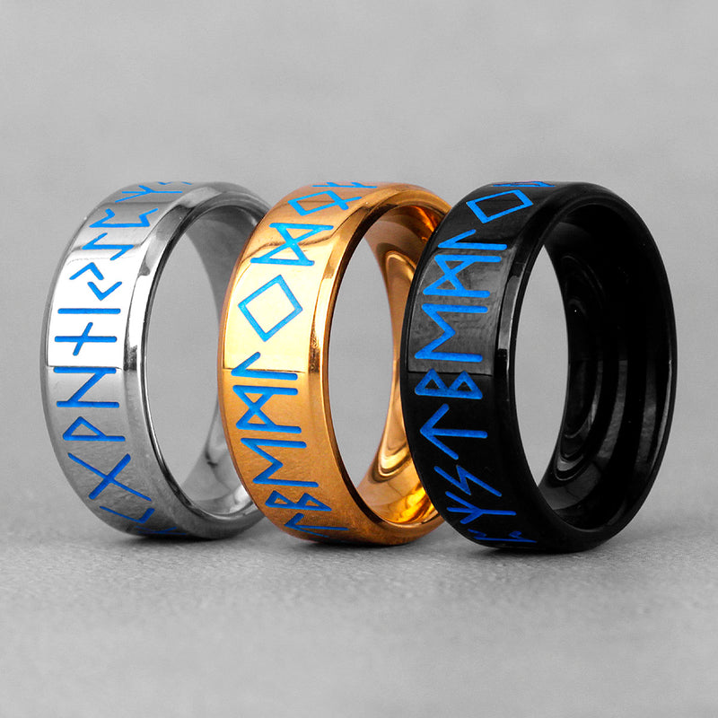 Blue Rune Ring Luminous Rune Rings – Silk & Cotton