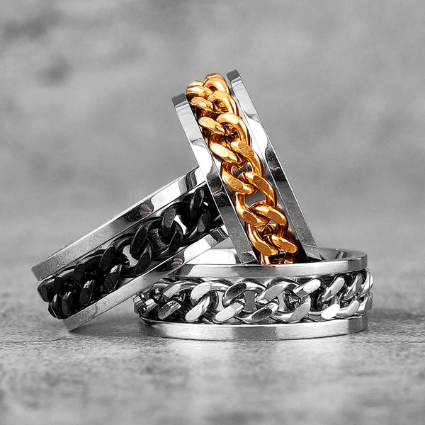 Chain Ring - Silver & Black