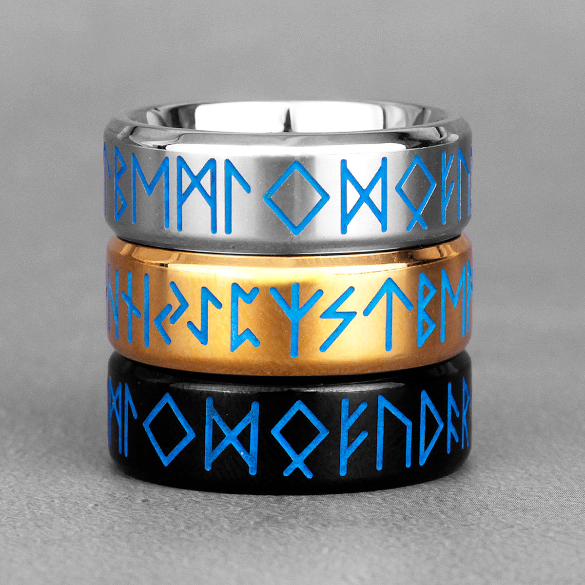 Blue Rune Ring Luminous Rune Rings – Silk & Cotton