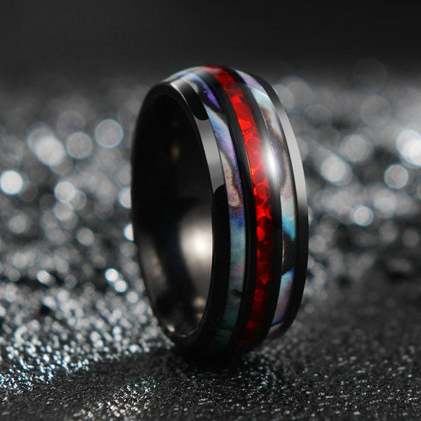 Abalone Ring - Black & Red