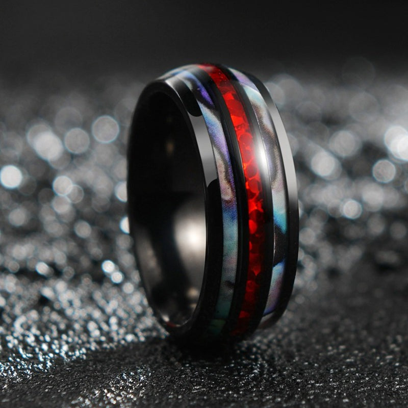 Abalone Ring - Black & Red