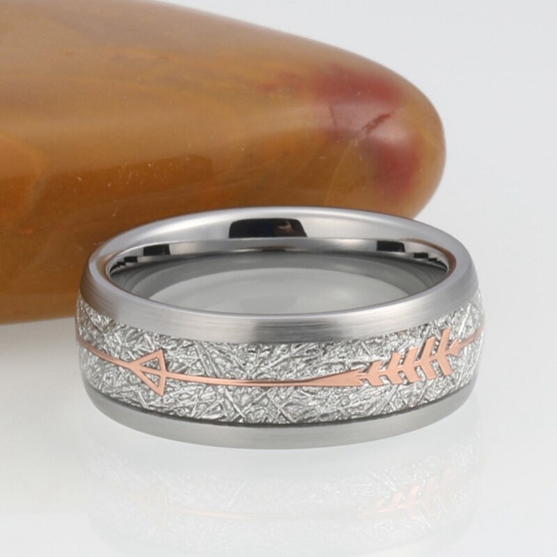 Meteorite Ring - Silver & Rose Gold