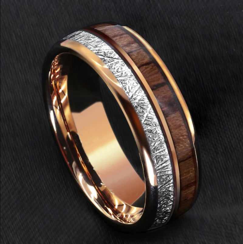 Rose Gold Koa Wood Ring - Silk & Cotton