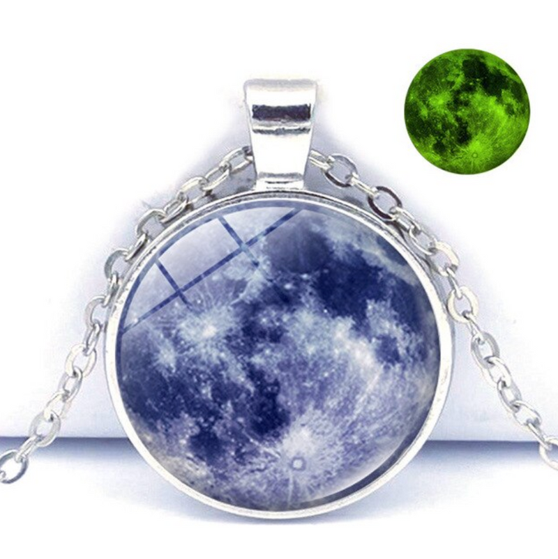 Glow In The Dark Moon Necklace Silk Cotton