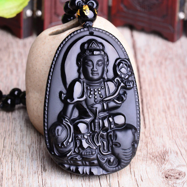 Obsidian Buddha Amulet