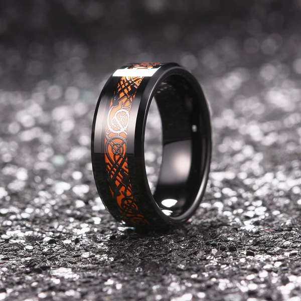 [韓国人気ジュエリー] nff Wave Drawing Ring Orange Skyrim Sea Wave Ring Stainless Steel Gold Color Minimalist
