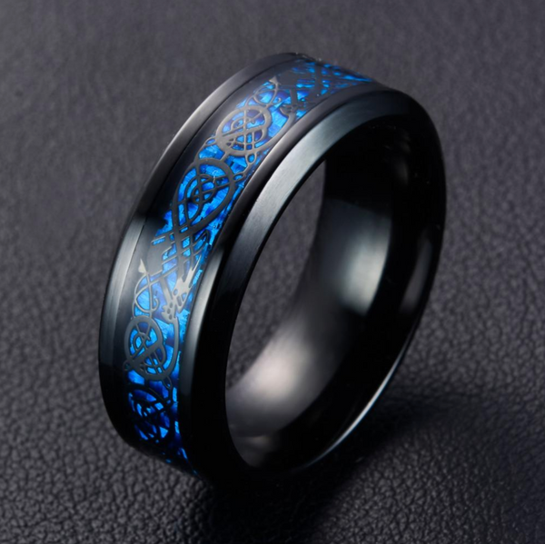Dragon Ring - Black & Blue - Silk & Cotton