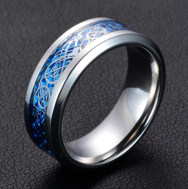Dragon Ring - Silver & Blue - Silk & Cotton