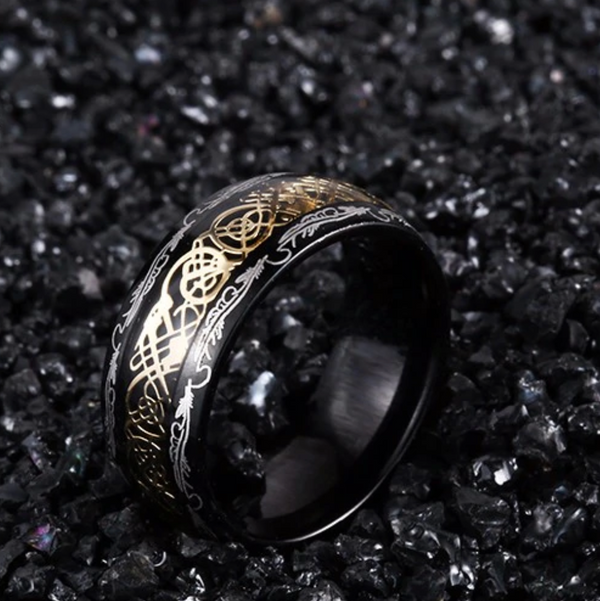 NEW Dragon Ring - Gold & Black - Silk & Cotton