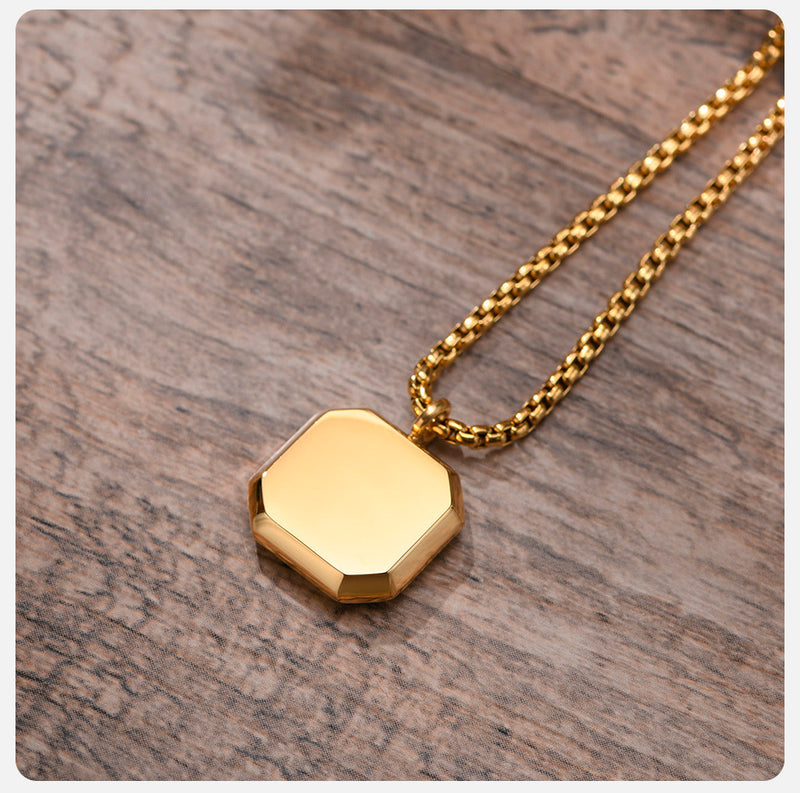 Square Necklace - Gold & Brown