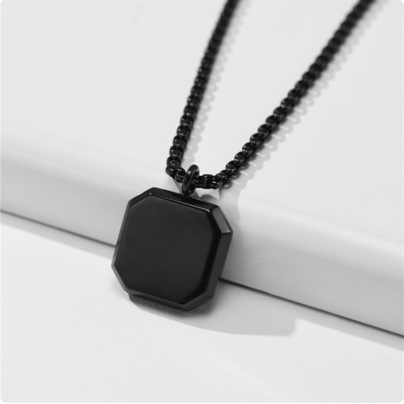 Square Necklace Black Silk Cotton