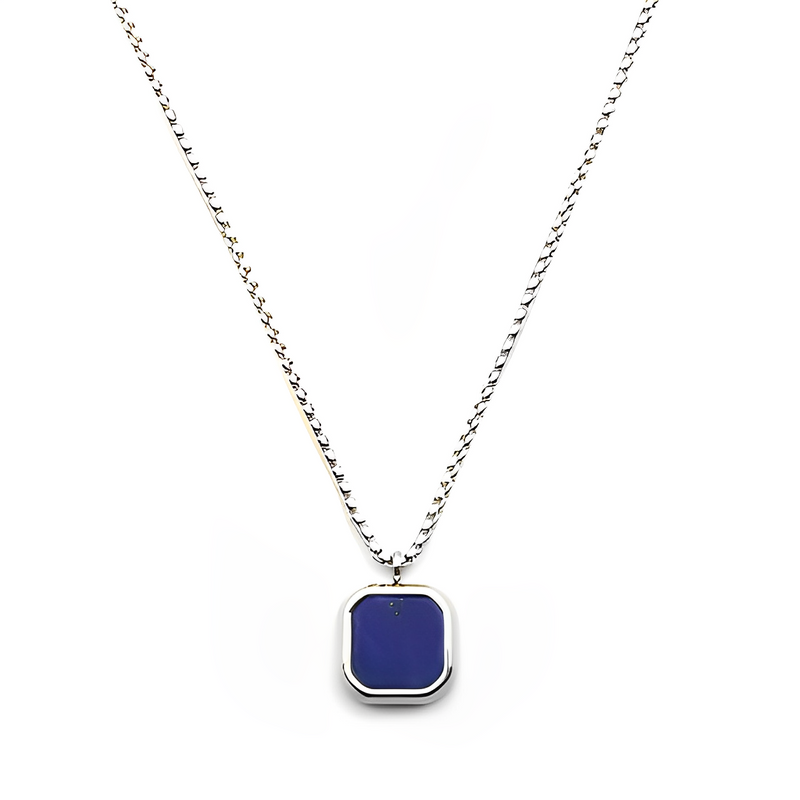 Square Necklace - Silver & Blue