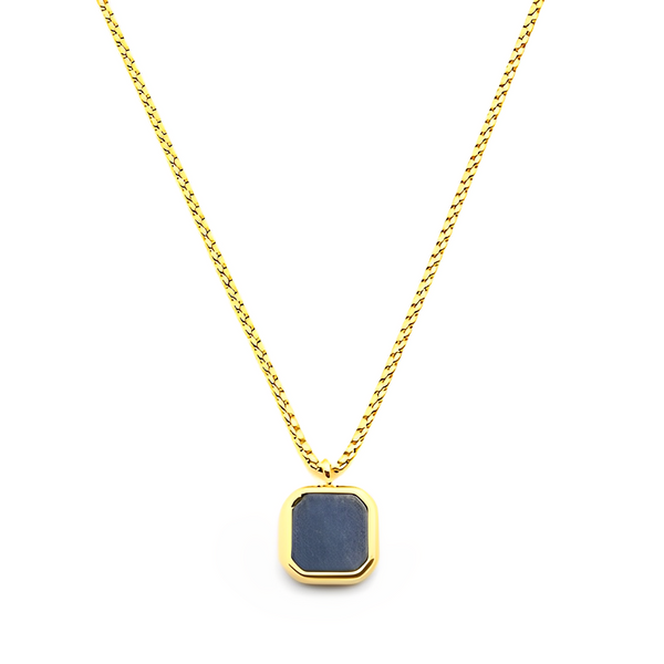 Square Necklace - Gold & Blue