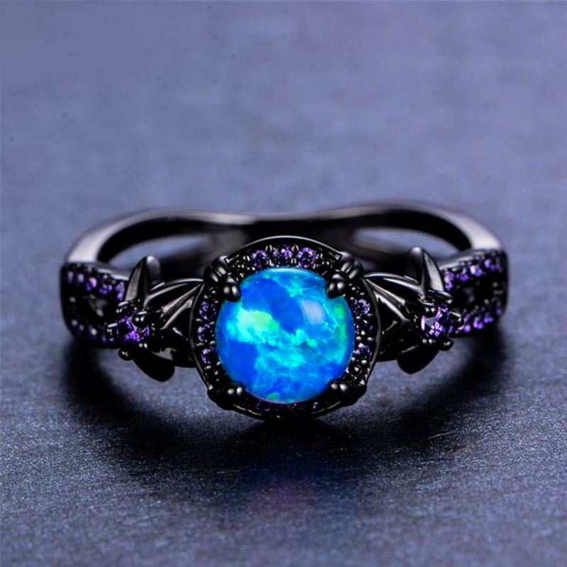 Blue fire opal engagement rings on sale