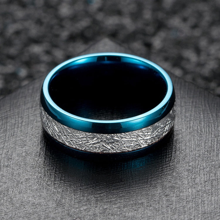 Meteorite Ring - Blue & Silver