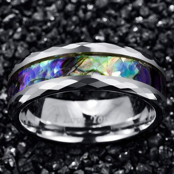 Abalone Ring - Silver Faceted