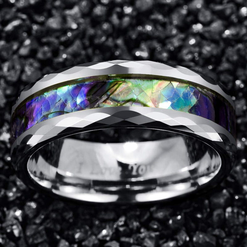 Abalone Ring - Silver Faceted - Silk & Cotton