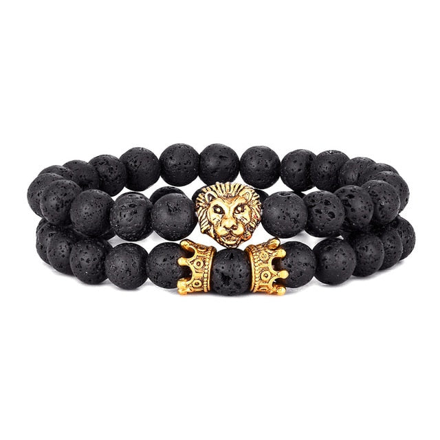 Lion Bracelet - Lava & Gold