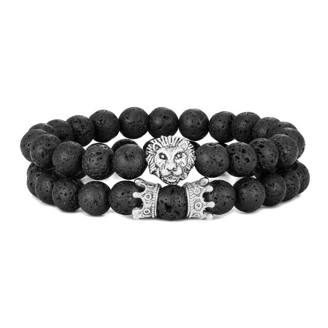 Lion Bracelet - Lava & Silver