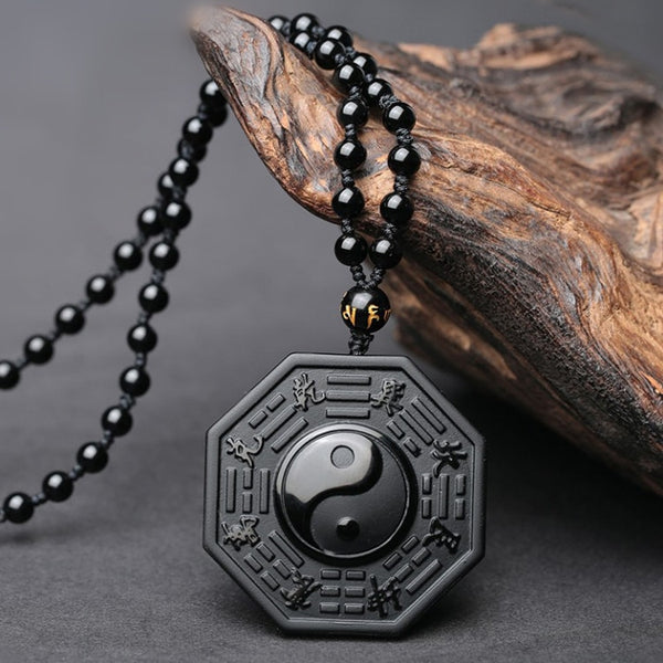 Yin and Yang Obsidian Amulet - Silk & Cotton