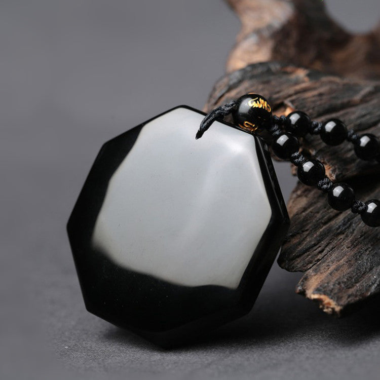 Yin and Yang Obsidian Amulet - Silk & Cotton
