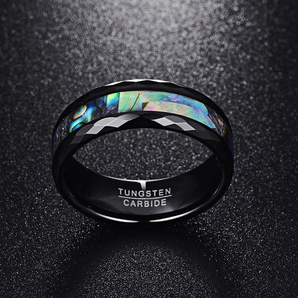 Black Faceted Abalone Ring - Silk & Cotton
