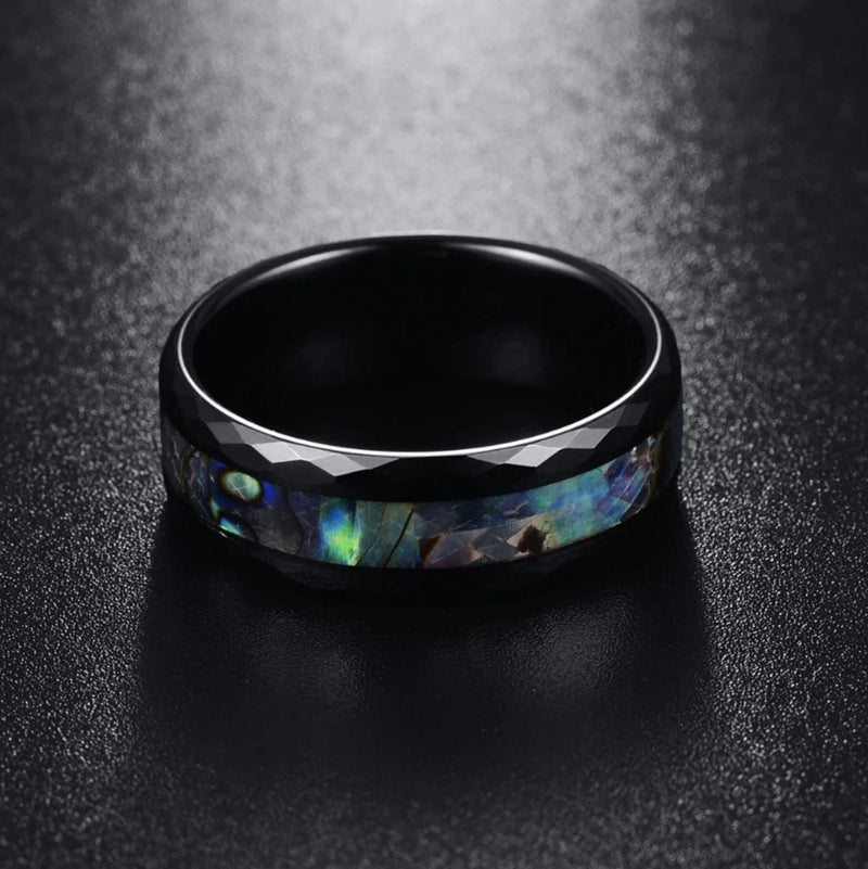 Abalone Ring - Black Faceted